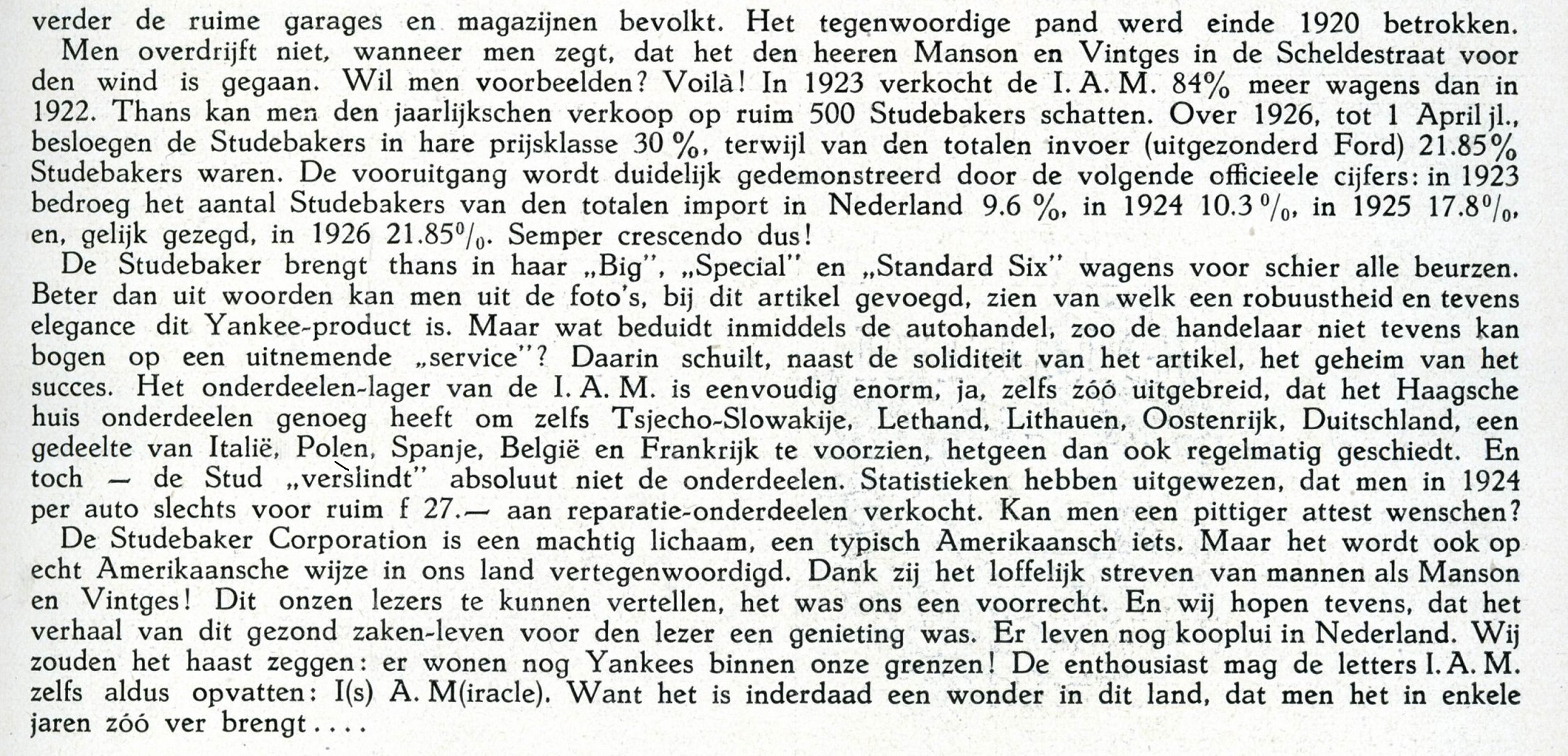 1926 verkoop IAM