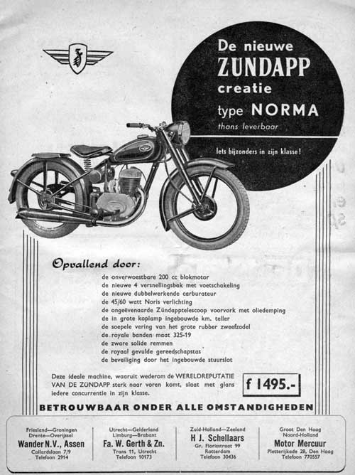 Zundapp 19520531 diverse importeurs MK