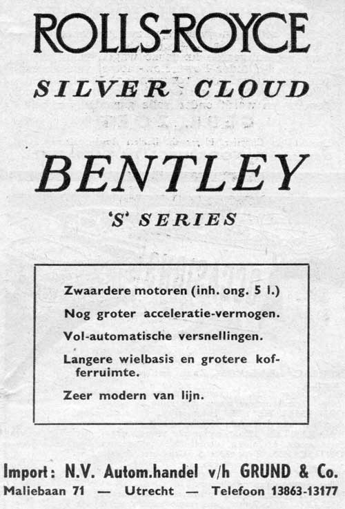 Rolls Bentley 19570620 grund De Auto