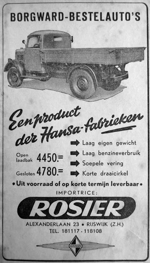 Borgward 19480925 rosier Bedrijfsvervoer